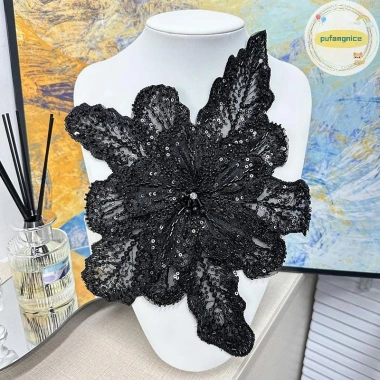 Pufangnice Hoa Ba Chiều Nhiều Lớp Organza Pha Lê Đính Ngọc Trai - Trâm Phụ Kiện Trang Trí VN Giá Ưu Đãi 91.850 VND