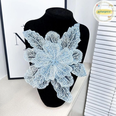 Pufangnice Hoa Ba Chiều Nhiều Lớp Organza Pha Lê Đính Ngọc Trai - Trâm Phụ Kiện Trang Trí VN Giá Ưu Đãi 91.850 VND 3