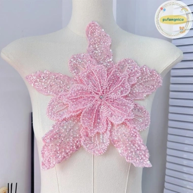Pufangnice Hoa Ba Chiều Nhiều Lớp Organza Pha Lê Đính Ngọc Trai - Trâm Phụ Kiện Trang Trí VN Giá Ưu Đãi 91.850 VND 7