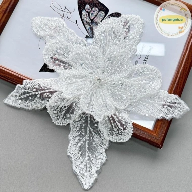 Pufangnice Hoa Ba Chiều Nhiều Lớp Organza Pha Lê Đính Ngọc Trai - Trâm Phụ Kiện Trang Trí VN Giá Ưu Đãi 91.850 VND 11