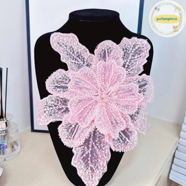 Pufangnice Hoa Ba Chiều Nhiều Lớp Organza Pha Lê Đính Ngọc Trai - Trâm Phụ Kiện Trang Trí VN Giá Ưu Đãi 91.850 VND 12