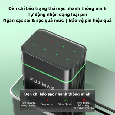 Pujimax Hộp Sạc Pin AA/AAA 1.5V Thông Minh 2.025, Type C, Sạc Nhanh, Bảo Vệ Pin, 229.999 3