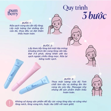 Pumberry Combo Tẩy Ria Mép Nữ 3 Bước Dịu Nhẹ An Toàn và Dưỡng Da Hộp 3 Tuýp 15-20-15g Giá Ưu Đãi 169k 4