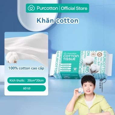 Purcotton Khăn Lau Mặt 100% Cotton Tự Nhiên - Dưỡng Sáng Da Nhạy Cảm Giá 54.800 VND 2