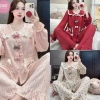 Pyjama dài bèo 3 nơ siêu hot chất vân mây DD99 - Giảm giá sốc, chỉ 139k
