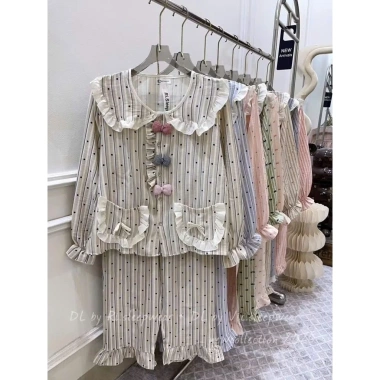 Pyjama dài bèo 3 nơ siêu hot chất vân mây DD99 - Giảm giá sốc, chỉ 139k