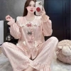 Pyjama dài bèo 3 nơ siêu hot chất vân mây DD99 - Giảm giá sốc, chỉ 139k 6