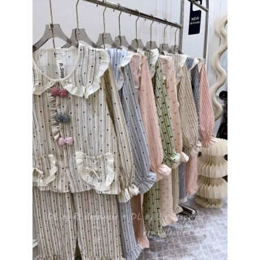 Pyjama dài bèo 3 nơ siêu hot chất vân mây DD99 - Giảm giá sốc, chỉ 139k