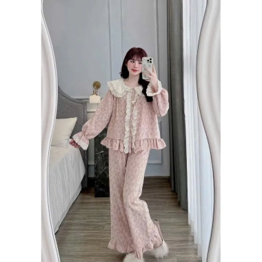 Pyjama dài bèo ren hình Tiểu Thư chất liệu mềm mát, set 2 giá ưu đãi 135k 4