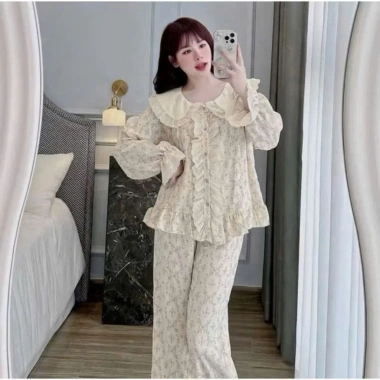 Pyjama dài bèo ren hình Tiểu Thư chất liệu mềm mát, set 2 giá ưu đãi 135k 5