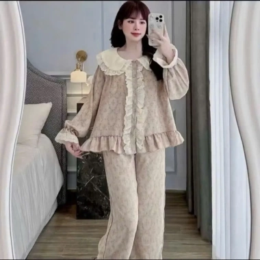 Pyjama dài bèo ren hình Tiểu Thư chất liệu mềm mát, set 2 giá ưu đãi 135k 9