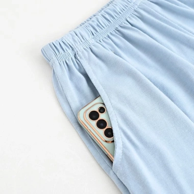 Pyjama Nữ Cotton Mỏng Mùa Hè – Quần Short Rời Kích Thước Lớn, Có Thể Mặc Ngoài 2