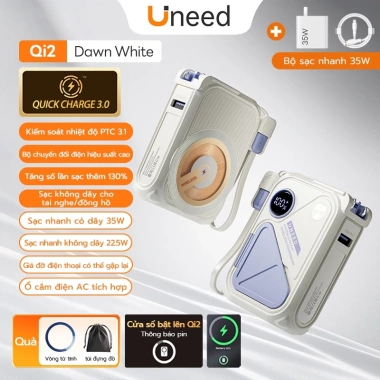 Qi2+CCC Sạc Dự Phòng UNEED 30.000/20.000mAh PD 20W/35W, Sạc Nhanh Không Dây, Cục AC 10 Qi2+CCC Sạc Dự Phòng UNEED 30.000/20.000mAh PD 20W/35W, Sạc Nhanh Không Dây, Cục AC 10
