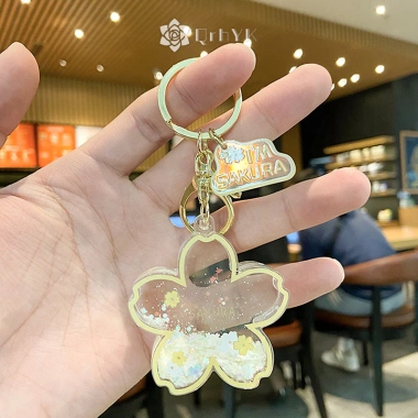 Qrhyk Sáng Tạo Acrylic Cát Trong Dầu Hoa Anh Đào Dễ Thương Túi Đôi Giá 46.310 VND