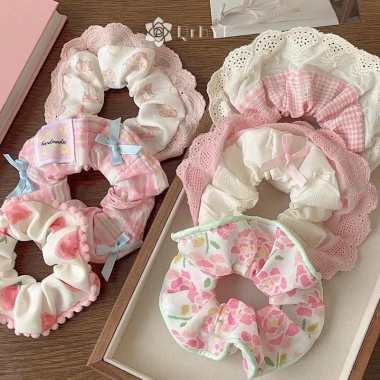 Qrhyk Thanh Lịch Scrunches In Ren Cạnh Rộng Dây Buộc Tóc Nữ Ngọt Ngào Dễ Thương, Phụ Kiện Thời Trang Quà Tặng