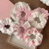 Qrhyk Thanh Lịch Scrunches In Ren Cạnh Rộng Dây Buộc Tóc Nữ Ngọt Ngào Dễ Thương, Phụ Kiện Thời Trang Quà Tặng 3