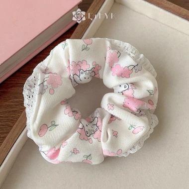 Qrhyk Thanh Lịch Scrunches In Ren Cạnh Rộng Dây Buộc Tóc Nữ Ngọt Ngào Dễ Thương, Phụ Kiện Thời Trang Quà Tặng