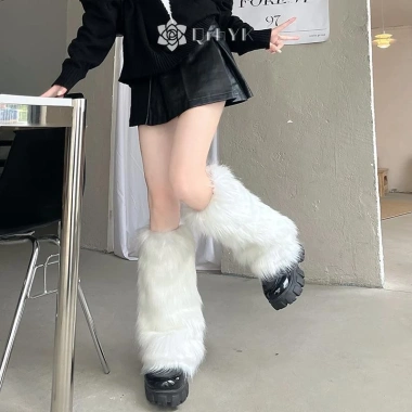 Qrhyk Trắng Giả Ấm Boot Cover Y2K Goth Chân Chắc Chắn Tất Punk Dài Đầu Gối Thời Trang Ấm Tất Mới Giá 89.600 VND