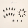 Qrhyk Y2k Móng tay giả đen 24 chiếc, dính acrylic tái sử dụng, bấm nhanh 4