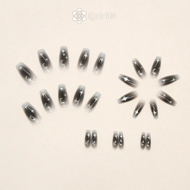 Qrhyk Y2k Móng tay giả đen 24 chiếc, dính acrylic tái sử dụng, bấm nhanh 4 Qrhyk Y2k Móng tay giả đen 24 chiếc, dính acrylic tái sử dụng, bấm nhanh 4
