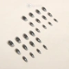 Qrhyk Y2k Móng tay giả đen 24 chiếc, dính acrylic tái sử dụng, bấm nhanh 5