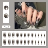 Qrhyk Y2k Móng tay giả đen 24 chiếc, dính acrylic tái sử dụng, bấm nhanh 8