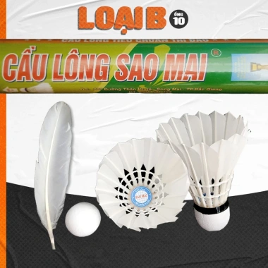 Quả Cầu Lông 10 Quả - Cầu Sao Mai, Đế Gỗ Lie, Bay Ổn Định, Dùng Trong Nhà & Ngoài Trời