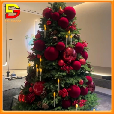 Quả Cầu Nhung Đỏ Trái Châu DC-786 - Trang Trí Cây Thông Noel Giáng Sinh Lễ Tết, Giá 49.000