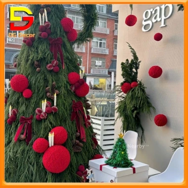 Quả Cầu Nhung Đỏ Trái Châu DC-786 - Trang Trí Cây Thông Noel Giáng Sinh Lễ Tết, Giá 49.000