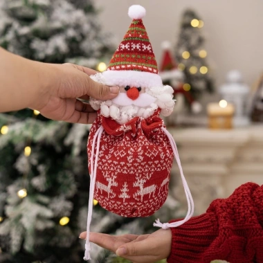 Quà Giáng Sinh Dệt Kim Hoạt Hình Túi Bảo Quản Kẹo Búp Bê Nai Santa Gấu