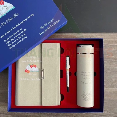 Quà Lưu Niệm TRI ÂN khắc tên màu Trắng kem - Combo Sổ Tay, Bình Giữ Nhiệt, Bút ký - 380.000 VND 2