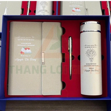 Quà Lưu Niệm TRI ÂN khắc tên màu Trắng kem - Combo Sổ Tay, Bình Giữ Nhiệt, Bút ký - 380.000 VND 3