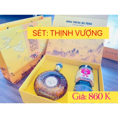 Quà set ba chính hãng: Rượu Đông Trùng Hạ Thảo chai XO + Đông Trùng + Táo Đỏ Viện Hàn Lâm – Giá ưu đãi 900.000₫
