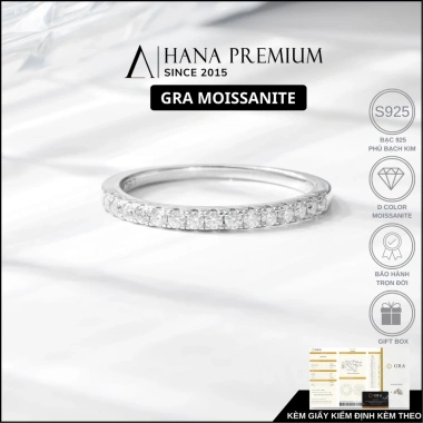 Quà Tặng 8/3 Nhẫn Bạc 925 14 Đá Moissanite Phủ Bạch Kim - Nhẫn Nửa Vòng Đa Đá 1.314 Giá 488k