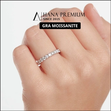Quà Tặng 8/3 Nhẫn Bạc 925 14 Đá Moissanite Phủ Bạch Kim - Nhẫn Nửa Vòng Đa Đá 1.314 Giá 488k