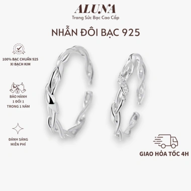 Quà Tặng 8/3: Nhẫn Đôi Bạc 925 Twist Cao Cấp - Giảm Giá Đến 569k