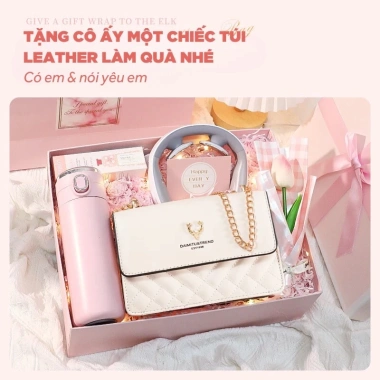 Quà Tặng Bạn Gái IV Pink Leather - Bộ Túi Xách Nữ Full Set Sang Trọng, Chỉ 395k