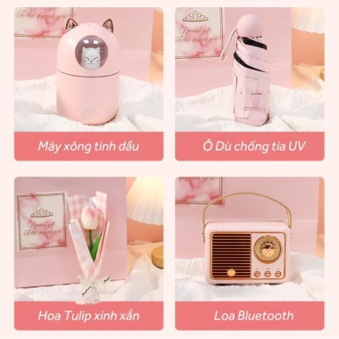 Quà Tặng Bạn Gái IV Pink Leather - Bộ Túi Xách Nữ Full Set Sang Trọng, Chỉ 395k
