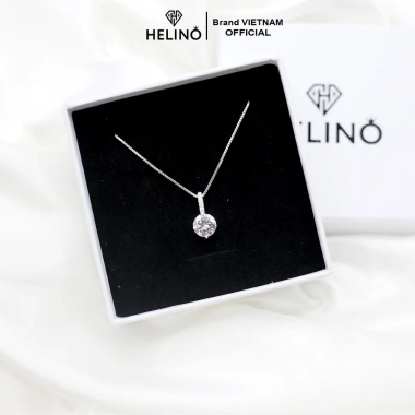 Quà tặng nữ dây chuyền bạc HELINO đá tròn dọc, S925 C24, ưu đãi 439.000₫