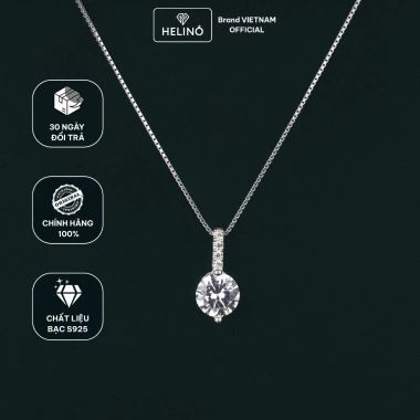 Quà tặng nữ dây chuyền bạc HELINO đá tròn dọc, S925 C24, ưu đãi 439.000₫