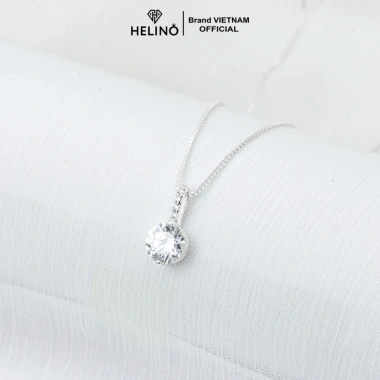 Quà tặng nữ dây chuyền bạc HELINO đá tròn dọc, S925 C24, ưu đãi 439.000₫