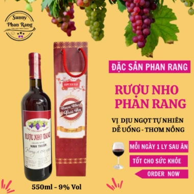 Quà Tết 2.026 - Nước Vang Nho Lên Men Phan Rang 750ml Chai Thủy Tinh, Hương Đậm Đà, Giá 135k