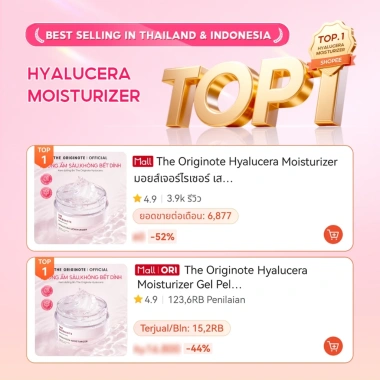 Quà Tết: Kem Dưỡng Ẩm The Originote Hyalucera Moisturizer Gel 50g - Cấp ẩm, làm dịu, phục hồi sáng da, không bết dính - 109.000₫