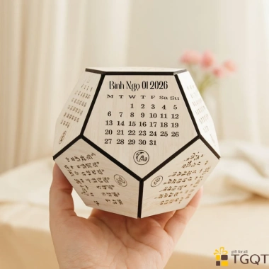Quà Tết ý nghĩa - Lịch gỗ lục giác handmade décor bàn độc đáo, chỉ 139.000₫