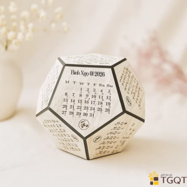 Quà Tết ý nghĩa - Lịch gỗ lục giác handmade décor bàn độc đáo, chỉ 139.000₫