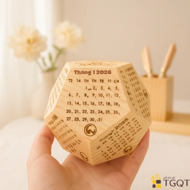 Quà Tết ý nghĩa - Lịch gỗ lục giác handmade décor bàn độc đáo, chỉ 139.000₫