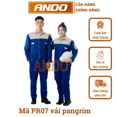 Quần áo bảo hộ Ando PR07 xanh phối ghi - vải pangram cao cấp, giảm giá 150k