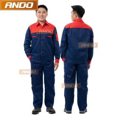Quần áo bảo hộ lao động Ando AD04 xanh than phối đỏ - Giá chỉ 120.000₫