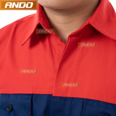 Quần áo bảo hộ lao động Ando AD04 xanh than phối đỏ - Giá chỉ 120.000₫