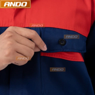 Quần áo bảo hộ lao động Ando AD04 xanh than phối đỏ - Giá chỉ 120.000₫